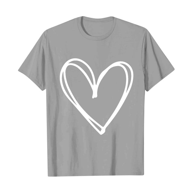Plebaso T-Shirts pour Femmes à Imprimé Cœur, Col Rond, Coupe Ample, T-Shirts Décontractés à Manches Courtes, T-Shirts Graphiques pour Femmes