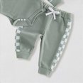 thumbnail image 4 of Kaprioy Baby Boy Romper Newborn Baby Boy Fall Outfit Romper Long Sleeve Plaid Print Patchwork Jumpsuit Bodysuit Elastic Waist Pants Infant Waffle Clothes, 4 of 6