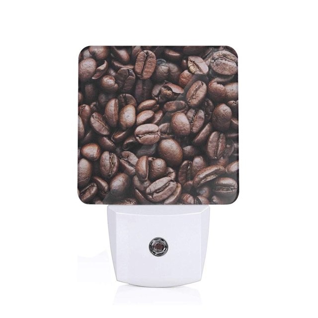 Fotbe Coffee Bean Luz Nocturna LED, Luz de Noche con Sensor de Luz Natural de Anochecer a Amanecer, Se Enchufa a la Pared, Blanco Cálido 0.5W-UK