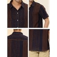 thumbnail image 6 of Lars Amadeus Men's Button Down Point Collar Short Sleeve Vertical Striped Shirt, 6 of 6