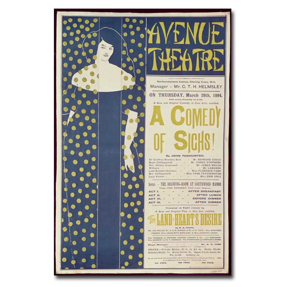 Trademark Art "A Comedy of Sighs" Canvas Wall Art by Aubrey Beardsley