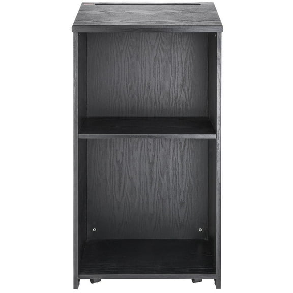 Mobile Lectern Podium with Inclined Desktop and Built-in Storage Shelves, 47" Wooden Hostess Stand on Casters