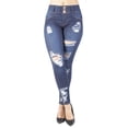 thumbnail image 6 of Fashion2Love Women's Juniors Butt Lift Push Up Mid Waist Ripped Distressed Skinny Jeans, 6 of 9