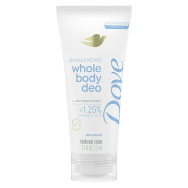 Dove Whole Body Deo pH Balancing Deodorant Cream for Women Unscented Aluminum Free, 2.5 oz