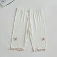 thumbnail image 2 of Otqutp Toddler Shorts Girls Shorts Decorative Drawstring Mid Pants High Waist Soild Summer Beach Shorts Soft and Comfort Leggings(White,10-12 Years), 2 of 3