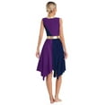 thumbnail image 4 of JanJean Women Metallic Color Block Liturgical Dancewear Sleeveless Asymmetrical Hem Praise Dance Purple&Navy Blue XL, 4 of 7