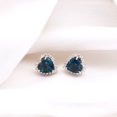 thumbnail image 4 of Rosec Jewels Heart Shape London Blue Topaz Stud Earrings with Diamond Halo (7 mm), 10K White Gold, 4 of 8