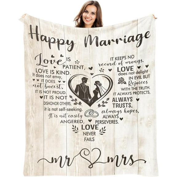 Wedding Gifts for Couples 2025, Wedding Gifts for Newlyweds, Gifts for Her Blanket, Bridal Shower Gifts Bride to Be, Happy Anniversary Marriage Gifts for Couple Throw Blanket 60"x50"