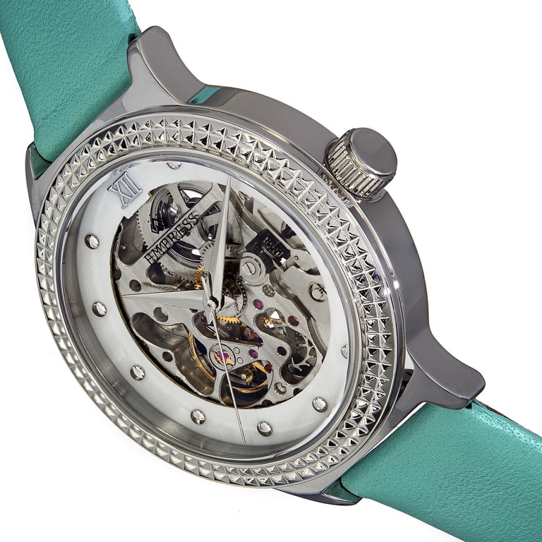 Empress Alice Automatic MOP Skeleton Dial Leather-Band Watch  display picture 3