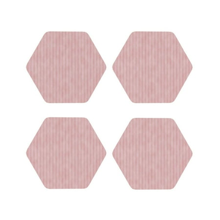 

Tebeau Pink Stripes Print Set of 4 Leather Drink Coasters Round Cup Mat Pad for Home and Kitchen Use 4 -Hexagon