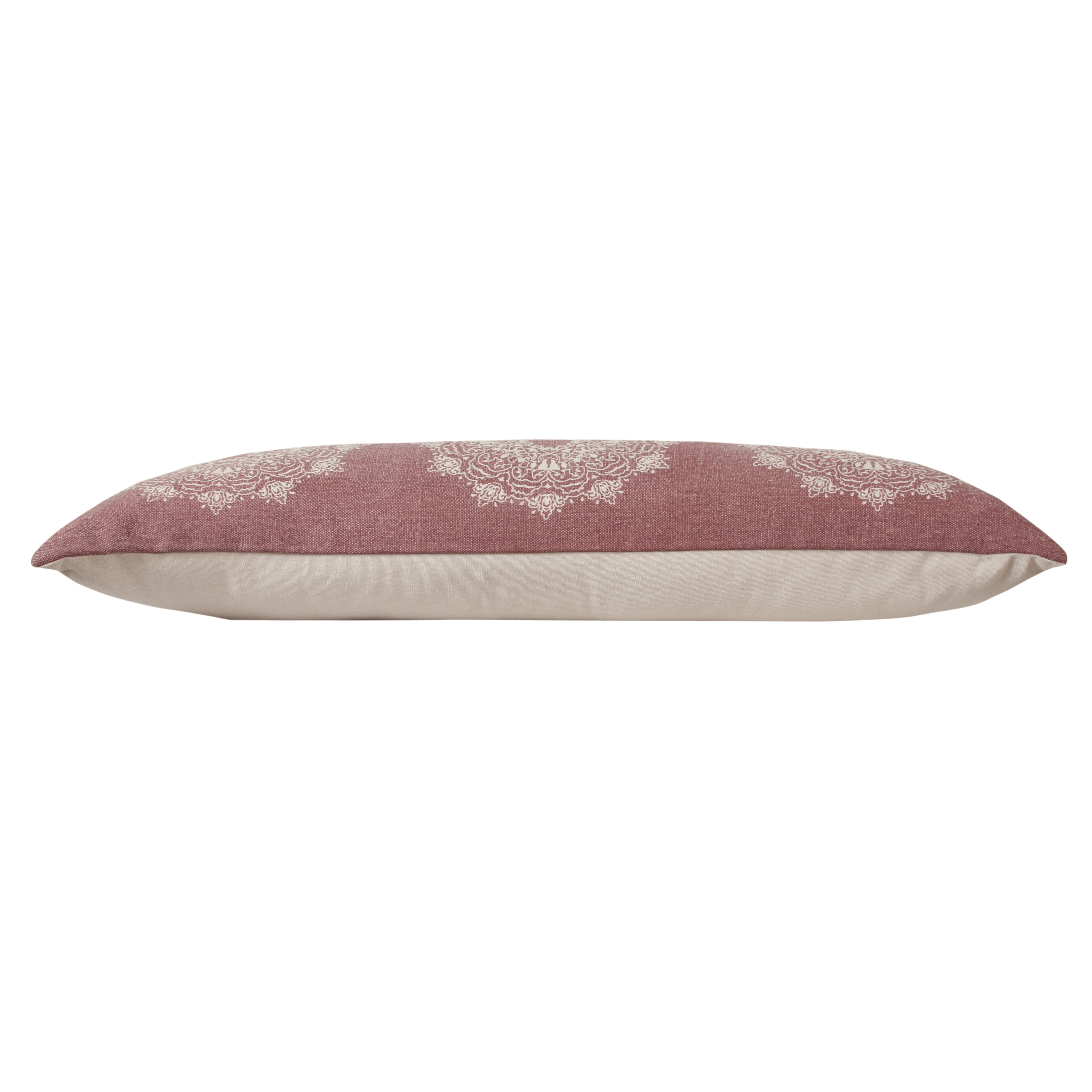 LR Home Ava 14" x 36" Rose/White Medallion Cotton Adult Decorative Throw Pillow Cover