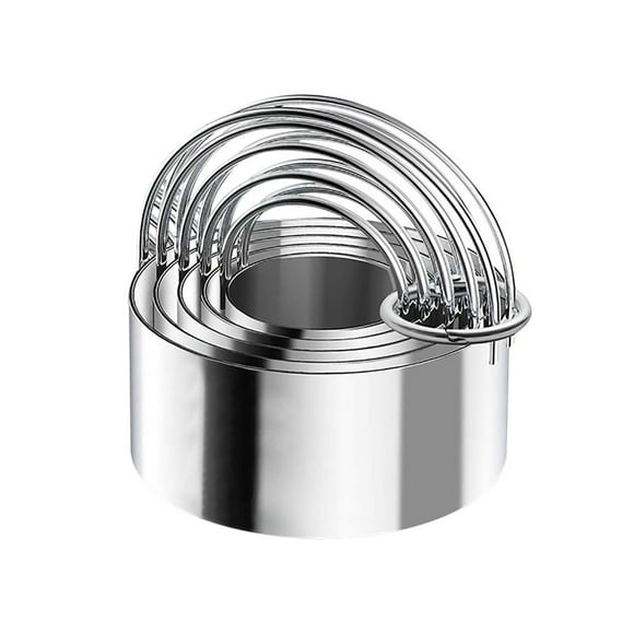 Ikeay Cake Molds for Baking, Stainless Round Handle with 5 Steel Cookies Pcs Baking Circle Cake Mould, Food Mold