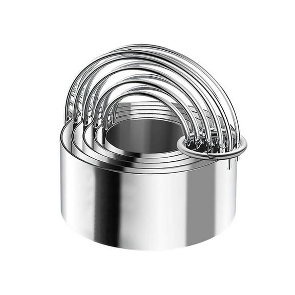 EUDIDV Baking Biscuit Molds 5 Pcs Cookies Cutter with Handle Stainless Steel Round Circle Cutter Baking Biscuit Mold Shape