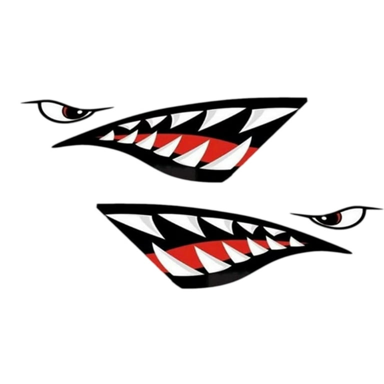 1 Pair of Waterproof Shark Mouth Stickers Funny Teeth Boat Decals for  Fishing Boat Canoe Truck Car Side Door 