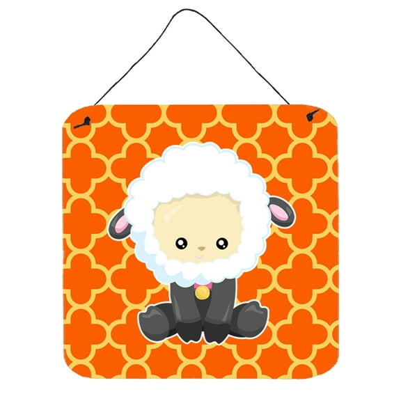 Sheep on Orange Quatrafoil Wall or Door Hanging Prints