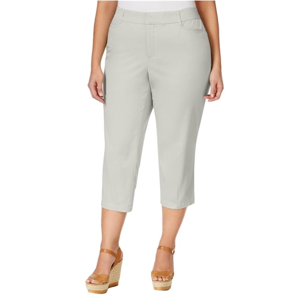 JM Collection - Pantalones casuales para mujer con control de barriga, color beige, 22 W cortos JM Collection Pantalones