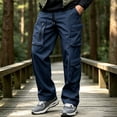 thumbnail image 2 of Cmfcve Water Repellent Cargo Pants for Men Drawstring Waist Casual Pants Straight Leg Hiking Pants, 2 of 7