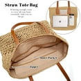 thumbnail image 3 of Kukuzhu Straw Beach Bag for Women Woven Structured Tote Bag Summer Shoulder Handbags, 3 of 6