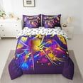 thumbnail image 2 of Gaming Bed in a Bag King Size Comforter Set 7 Pieces,Gamer Bedding Sets Gothic Halloween Spider Blue Yellow Purple Sheet Set with Comforter Gamer Room Decor for Boys, 2 of 6