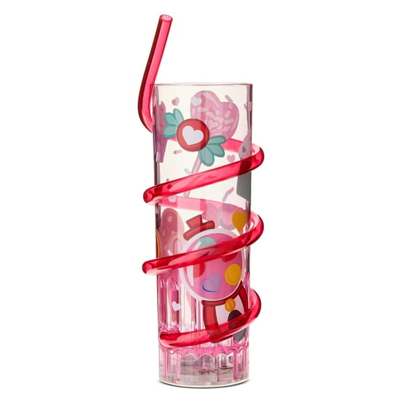 Light-Up Cup with Swirly Straw, Pink, 8 oz, Valentine's Day by Way To Celebrate