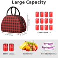 thumbnail image 5 of Red and Black Checkered Pattern Insulated Lunch Bag,Leakproof Large Capacity Lunch Box for Work,Picnic or Travel,11.4 X 6.7 X 8.3 Inches, 5 of 6