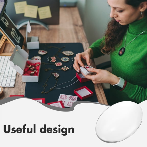 LOLIPPYY 100 Pieces Clear Oval Glass for Jewelry Making, Photo Crafts, Decorative Supplies