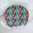 thumbnail image 3 of Ambesonne Geometric Fitted Round Tablecloth, Triangles, 36"- 40" Diameter, Multicolor, 3 of 5