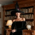 thumbnail image 5 of Ayieyill Halloween Witch Hats for Women with Lamp Cosplay Party Halloween Costume Accessory Black, 5 of 8