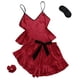 thumbnail image 1 of Conjunto de pijama de seda helada para mujer: pantalones cortos con tirantes y lazo liso, ropa fina para estar por casa, tallas S-XL, 1 of 5