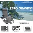 thumbnail image 6 of Kemon Zero Gravity Folding Lounge Outdoor Patio Adjustable Reclining Chair with Pillows and Cup Holders for Beach Set of 2, Double Grey, 6 of 14