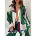thumbnail image 6 of KelaJuan Women Pajama Set, Contrast Color Long Sleeve Shirt with Pants Sleepwear Loungewear Casual Outfit, 6 of 6