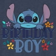thumbnail image 2 of Boy's Lilo & Stitch Floral Birthday Boy Graphic Tee Navy Blue Heather Medium, 2 of 4