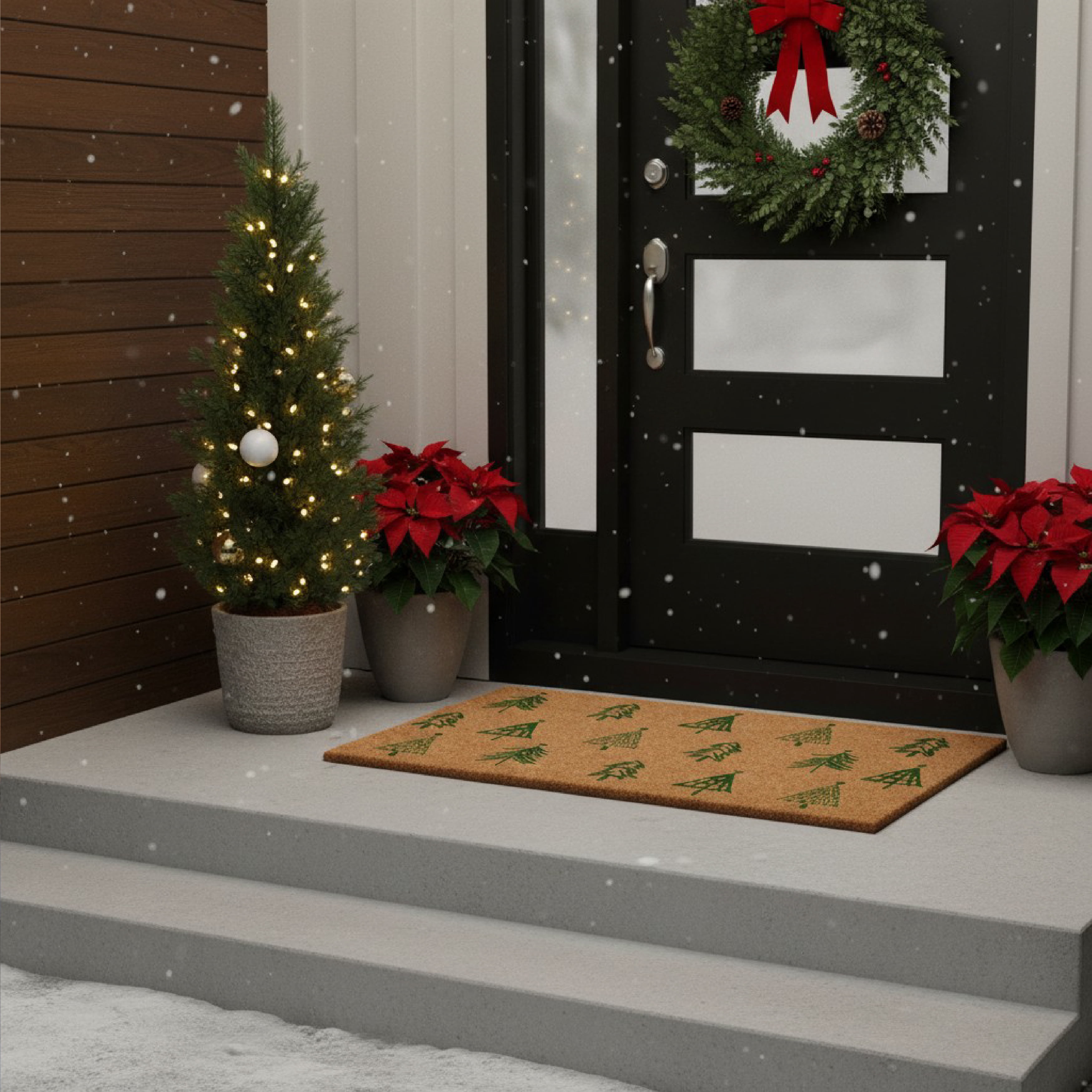 Green Christmas Tree Farm Doormat 24" x 36"