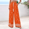 thumbnail image 6 of Women Plus Size Pants Wide Leg Palazzo 2026 Summer Boho Trousers Spring Flowy Beach Vacation Wear, #02 Orange, M, 6 of 6
