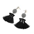 thumbnail image 5 of Behomia Enamel Fringed Tassel Ball Beads Pearl Dangle Stud Earrings Red----Black--Product code 74895 Black, 5 of 5