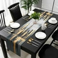 thumbnail image 5 of Gold Black Building Table Runner Cotton Linen 120 Inch Holiday Dresser Scarves, Modern Chic City Oil Painting Tablerunner for Kitchen Coffee Dining Bedroom Living Room Dinner Scarf Décor 13''x120'', 5 of 9