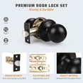 thumbnail image 4 of GFDYREE Ensemble de 5 Boutons de Porte de Passage Noir Mat, Bouton de Porte Intérieur, Bouton de Porte de Garde-Robe, Bouton de Porte de Couloir/garde-Robe pour Usage Intérieur, 4 of 7