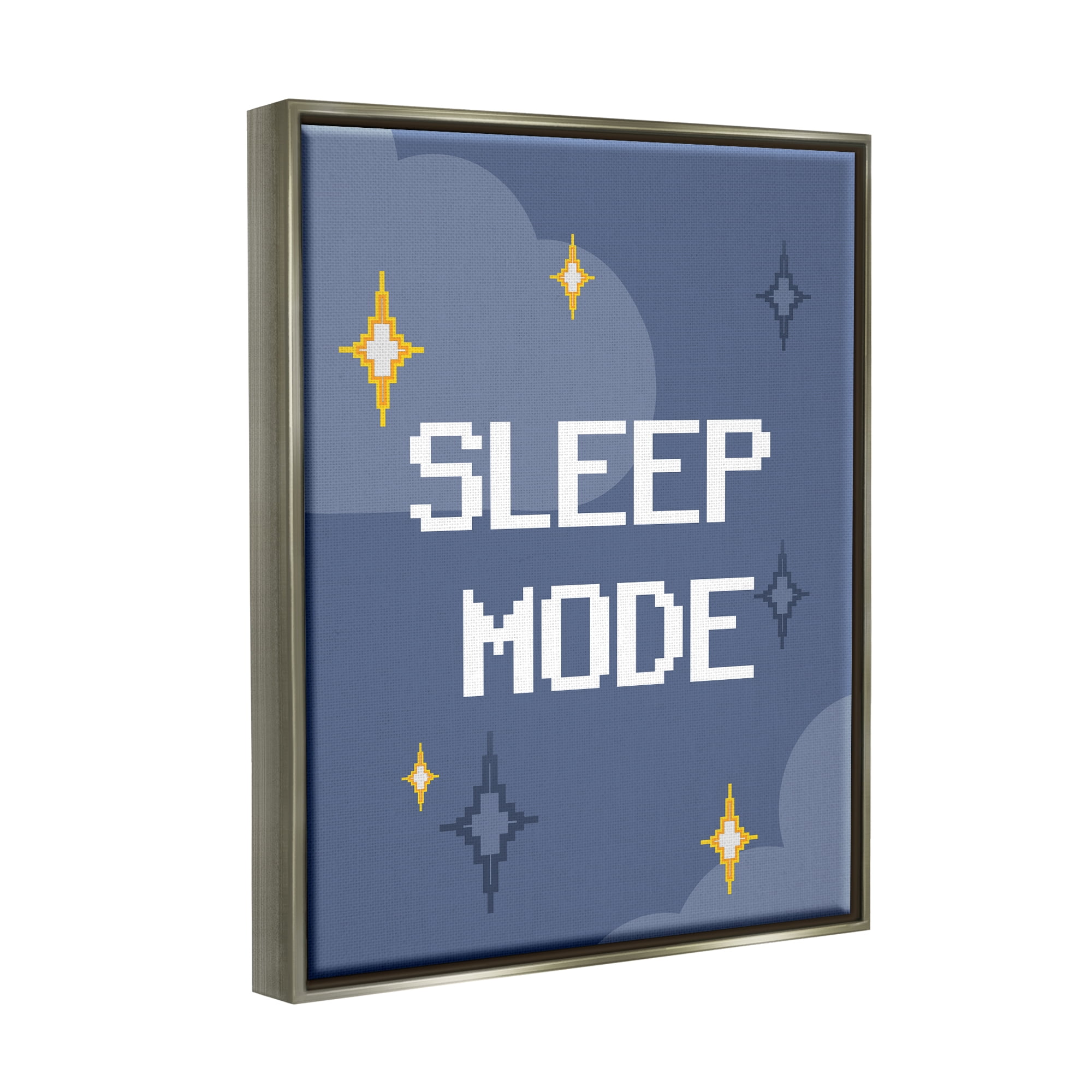 Stupell Industries Sleep Mode Pixel Stars Nature Painting Gray Floater Framed Art Print Wall Art, 25 x 31