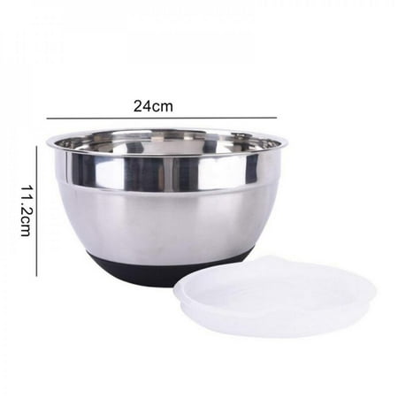 

Clearance!Stainless Steel Mixing Bowls with Lids and Non-Slip Silicone Bottom Kitchen Utensil Bowl for Salad Bread Pastries Cake Bowl A