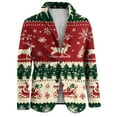 thumbnail image 5 of Dwelliawo Christmas Blazer Men Ugly Xmas Graphic Suit Notched Lapel One Button Corduroy Jackets Holiday Party Blazer Lightweight Sport Coat Red XL, 5 of 5