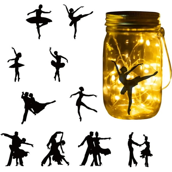 10pcs Dancers Laser Cut Silhouettes Elegant Dancing People Paper Silhouette Dancers Cutouts Dancing Posture Cut Silhouettes for Jars Lantern Room Door DIY Crafts Scrapbooking Decoration Black