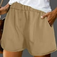 thumbnail image 4 of QATAINLAV Summer Shorts for Women Casual Cotton Button Short Pant Solid Color Lightweight Wide Leg Bermuda Shorts with Pockets Khaki XXL Prime Today, 4 of 9