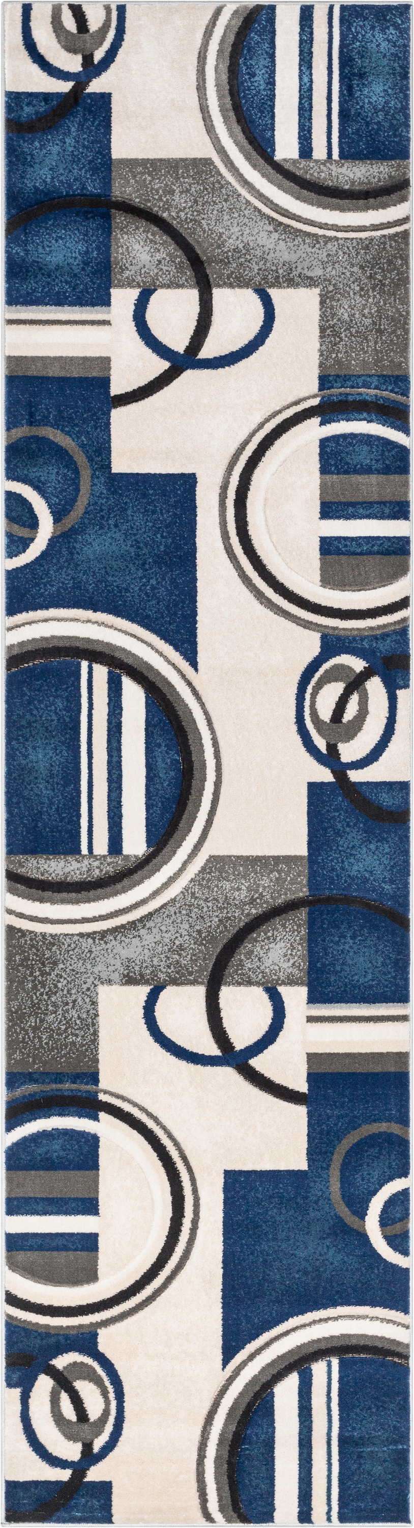 Well Woven Good Vibes Belle Modern Geometric Dark Blue 2'7" x 9'10" Runner Rug