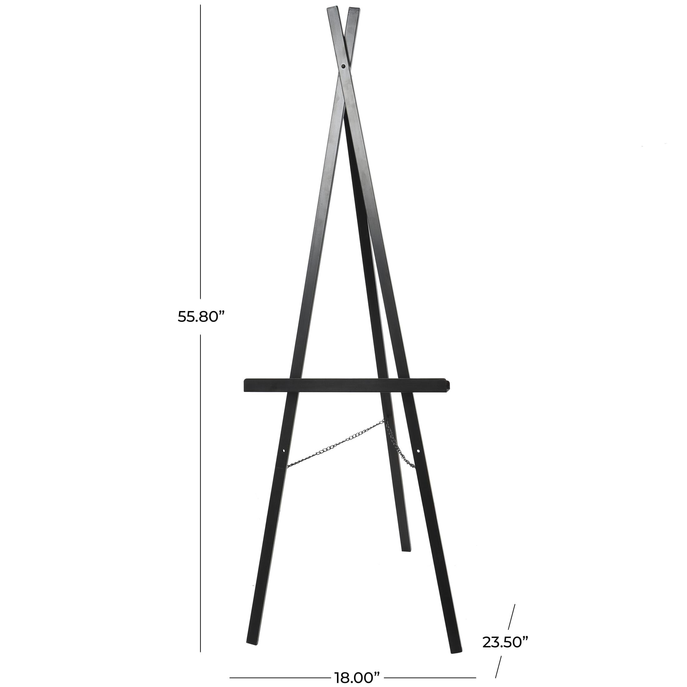 DecMode 18" x 56" Black Metal Tall Adjustable Floor 2 Tier Easel, 1-Piece