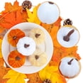 thumbnail image 6 of 5 Pcs Velvet Fake Pumpkins Fall Decor,Faux Small Pumpkin,Small Decorative Fabric Rustic Pumpkins,Fall Artificial Velvet Pumpkins,Small Realistic Vegetable Ornament,Halloween Decorations,Beige&Orange, 6 of 6
