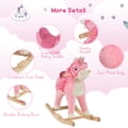 thumbnail image 4 of Kids Bikes Qaba Rocking Horse, Kids Ride on Horse Unicorn Design with Wooden Base, Tail Wag & Sounds for Toddlers 3-6 Years Old, Pink,Kids Riding Toys, 4 of 8