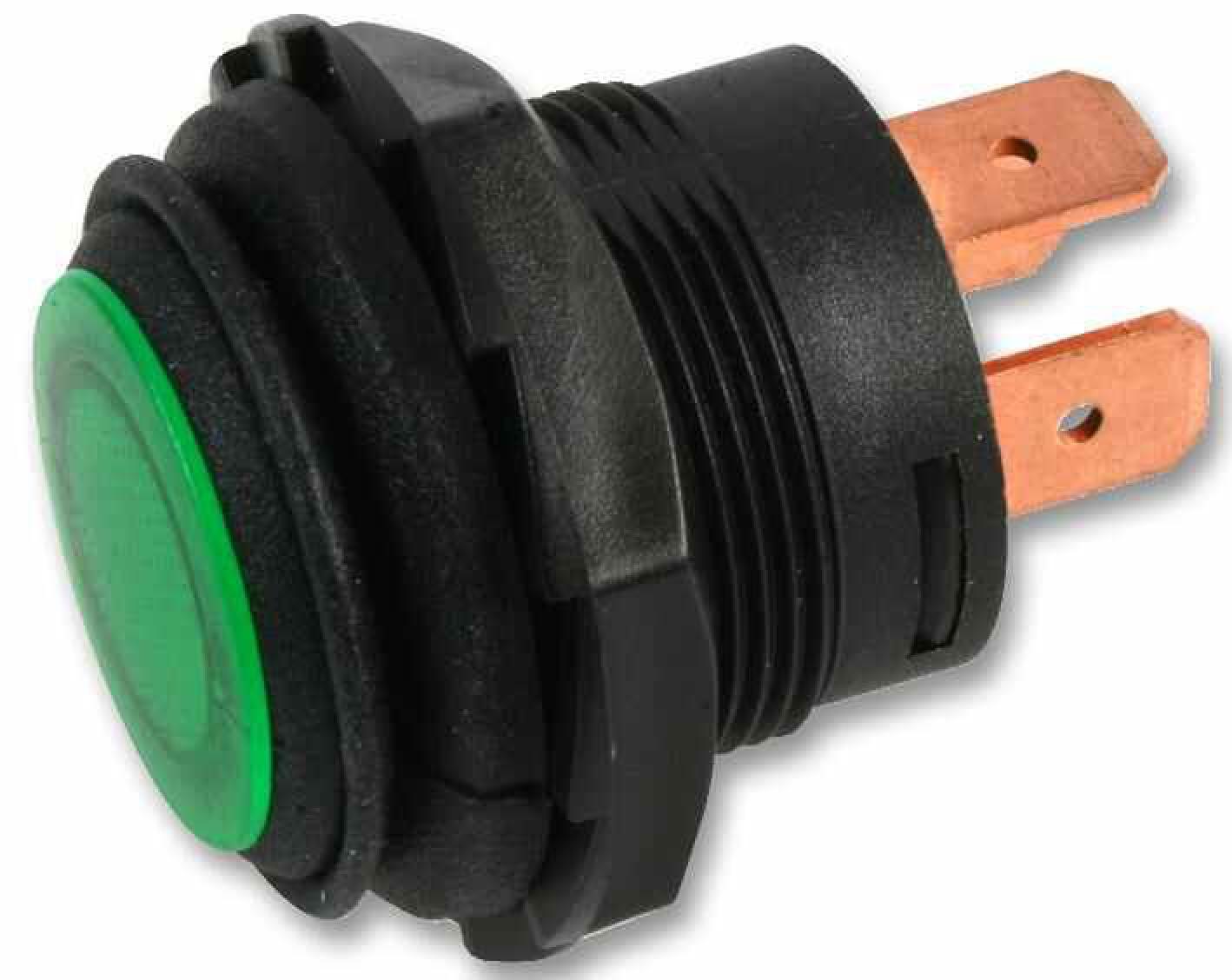 Waterproof Push Button Switch with Green LED SPST, Momentary