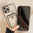 thumbnail image 4 of Compatible with iPhone Case,Cute Kawaii Bunny Bear Clear Credit Card Slot Holder Wallet Electro Plated Bumper Protection Soft Shockproof Cover Phone Case (Black,iPhone 11), 4 of 5