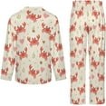 thumbnail image 5 of Top-kevin Womens Pajamas Set Cute Capybara Flowers Soft Long Sleeve Sleepwear Button Down Sets, 5 of 12
