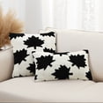 thumbnail image 2 of Unique Bargains Pack of 2 Maple Leaf Jacquard Throw Pillow Covers 20"x12" Black, 2 of 7